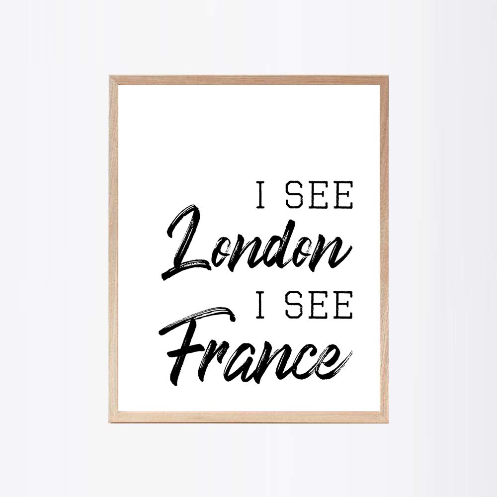 I See London I See France Print, Funny Bathroom Poster, Humor Wall Décor 8x10 Unframed