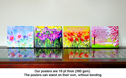 8x10 BIBLE QUOTES Christian Inspirational Wall Decor Posters. Set of 4 Unframed Poster Prints. Made in USA.
