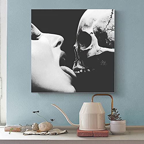 WSZGR lick skull Lick Macabre art, eternal love Wall Art Picture Print Modern Family bedroom Decor Posters 12x12inch(30x30cm)