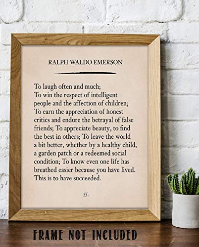 Ralph Waldo To Laugh Often and Much - Distressed Parchment Poetic Wall Art Print, This Ready to Frame Wall Art Poster Print is Good For Retro Home Office, Studio, & School Wall Decor, Unframed - 8*10”