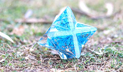 Jet Energized Handmade Turquoise Orgone Merkaba 4" Huge Large Crystal Gemstones Copper Metal Mix Mental Peace EMF Protection Crystal Therapy BookletIMAGE IS JUST A REFERENCE