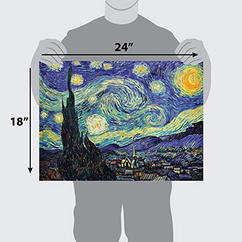 Palace Learning The Starry Night 1889 by Vincent Van Gogh - Fine Art Poster - Wall Art Print (Laminated, 18" x 24")