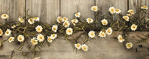 Rustic Country Primitive Tea Stained Daisy Garland Farmhouse Floral Decor