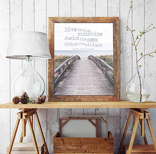 Live in the Sunshine, Swim the Sea, Drink the Wild Air, Ralph Waldo Emerson Photography Print, Unframed, Coastal Beach Dock Wall Art Decor Poster Sign, Inspirational Gift, All Sizes
