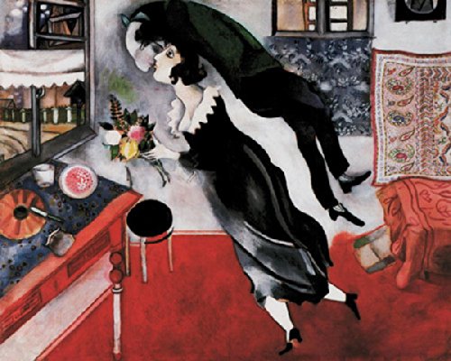 Picture Peddler Birthday by Marc Chagall Joyful Celebration Love Naïve Primitivism Art Print Poster Image Size is 8.25x10.25, Overall Size is 11x14 Inches