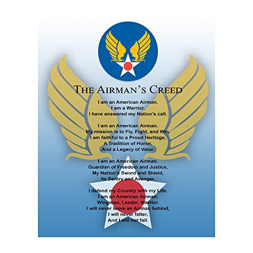 The Airman's Creed - Military Wall Art, US Air Force Military Wall Decor. Patriotic Wall Art Print for Airman, Wingman, Home Decor, Living Room Decor For Wall, Office Decor & Gifts! Unframed - 8x10