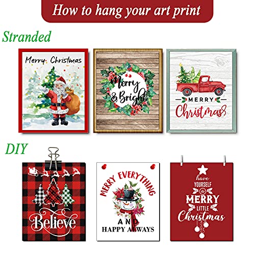 Tevxj 9PCS Holiday Bedroom Decor Prints Posters for Living Room Office Decorations Christmas Signs Paintings (8X10inch Unframed)