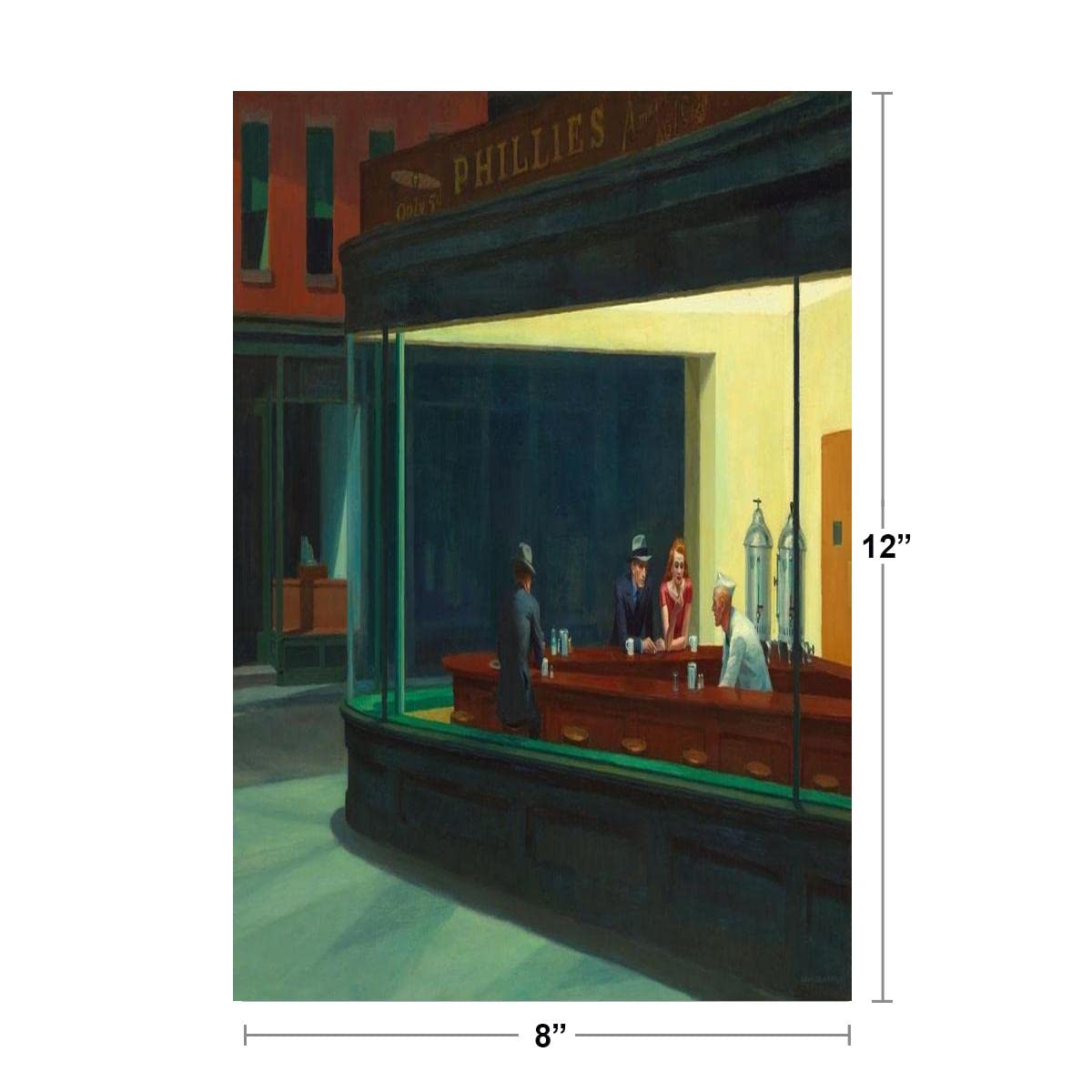 Nighthawks Diner Edward Hopper Poster 1942 Phillies Diner Late Night Hawks Famous Painter Painting Thick Paper Sign Print Picture 8x12