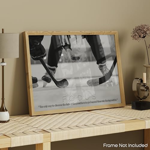 Focus Ice Hockey Goals Sports College Stadium Men Boys Girls Kids Motivational Quotes Posters Bedroom Locker Gift Room Print Office Home Decor 11X14 Inches Unframed