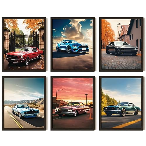 97 Decor Classic Muscle Car Posters for Boys Room - American Muscle Car Poster, Car Pictures Wall Decor, Muscle Car Wall Art, Vintage Muscle Cars Prints for Home Bedroom Decorations (8x10 UNFRAMED)