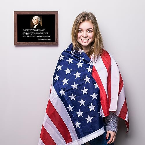 George Washington Quotes Wall Art- A Free People Armed & Disciplined Wall Art Print, This Presidential Portrait Patriotic Wall Decor Poster Is Ideal For Home, Office, & Garage Decor, Unframed - 8x10"