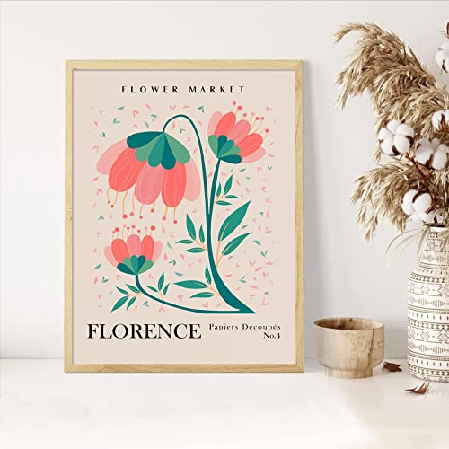 Flower Market Poster Set of 6, Abstract Flower Market Wall Art Prints, Vintage Colorful Floral Wall Art Decor, Boho Room Decor（8x10inch, Unframed)