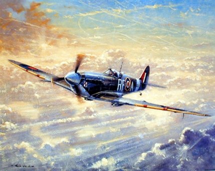 Wall Decor Spitfire Painting Military Aviation Airplane Vintage Art Print Poster (8x10)