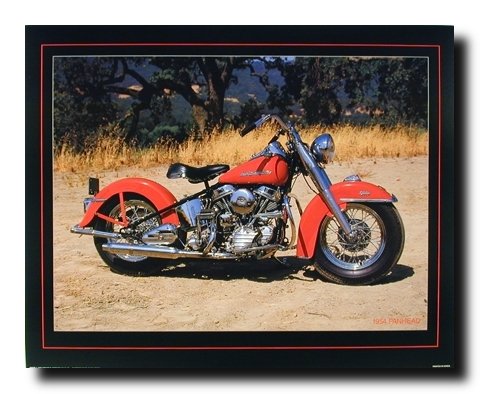 Harley Davidson Motorcycle Wall Decor Picture 1954 Red Panhead Vintage Bike Art Print Poster (16x20)