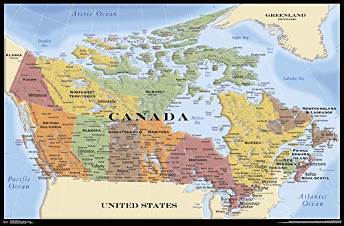 Trends International Map-Canada Wall Poster, 22.375" x 34", Poster & Mount Bundle for Kids Room