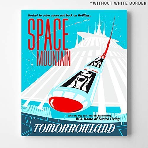 Disneyland Space Mountain Tomorrowland Wall Art Poster Home Decor Print Vintage Artwork Reproduction - Unframed