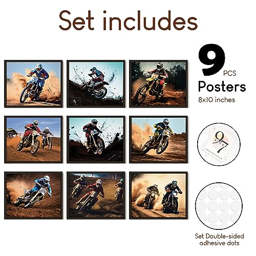 97 DECOR Motocross Posters Wall Art Print - Dirtbike Decor for Boys Motocross Bedroom Picture Photo, Cool Motocross Room Decoration, Dirtbike Stuff Motocross Gifts for Dirt Bike Lovers (8x10 UNFRAMED)