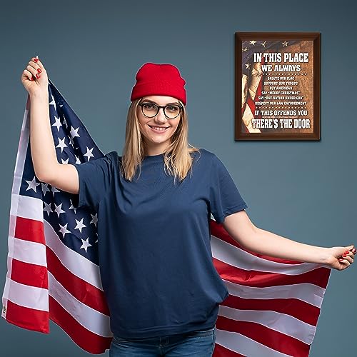 In This Place - We Salute & Support American Flag Wall Decor Poster, This Patriotic Wall Art Poster Is An Ideal Wall Art For Home Decor, Military, Office and Room Decor, Unframed - 8x10"