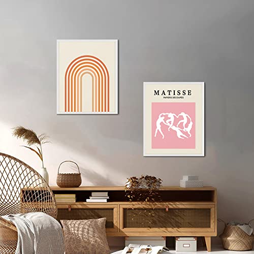 XBYGIMI Matisse Wall Art and Boho Wall Prints UNFRAMED, Minimalist Aesthetic Images Decor, Pink Print Set, Orange Posters for Room, 8x10in, Set of 6