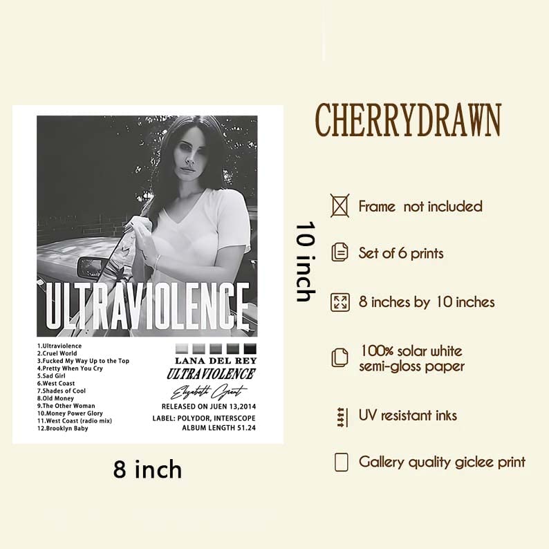 CHERRYDRAWN Music Album Cover Signed Limited Posters HD Print Rapper Music Posters Tracklist Poster Set of 6 Create Your Own Music Poster Dorm Decor 8x10 inch framelessMusic Posters
