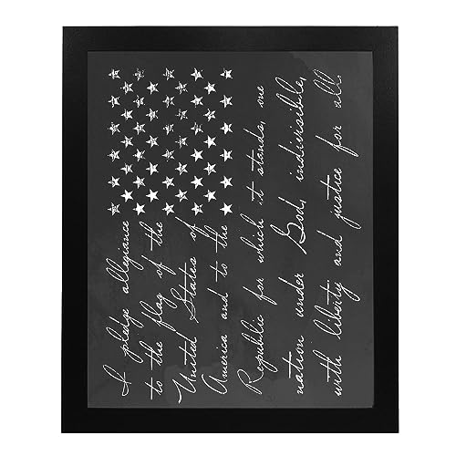 I Pledge Allegiance to the Flag - Patriotic Wall Art Poster, This Rustic American Flag Wall Decor Is Ideal for Home Decor, Man Cave, Military, Office, School, Room Decor, Unframed - 11x14”