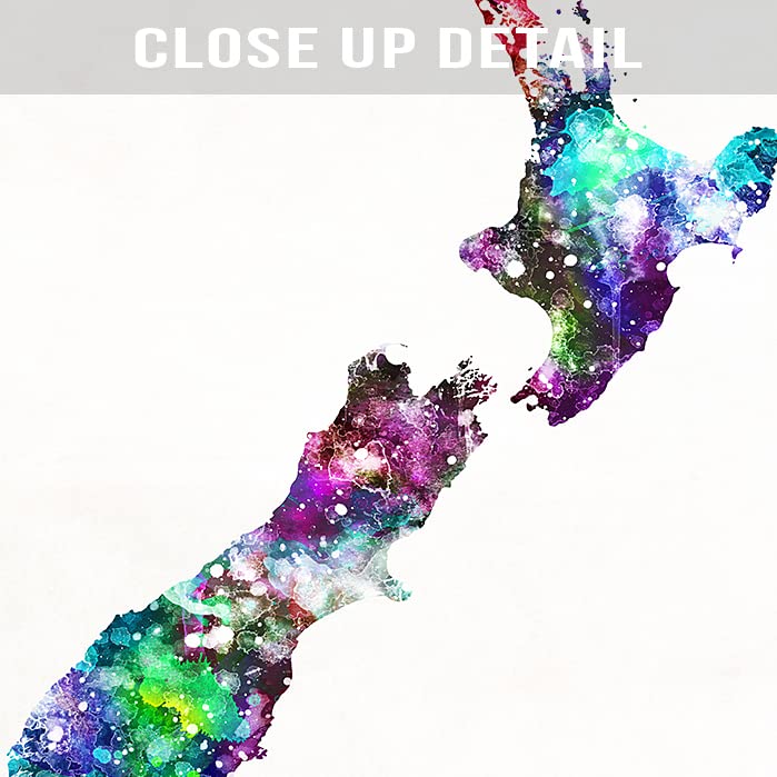 New Zealand Watercolor Map Wall Art Poster Home Decor Print Watercolour Artwork - Unframed