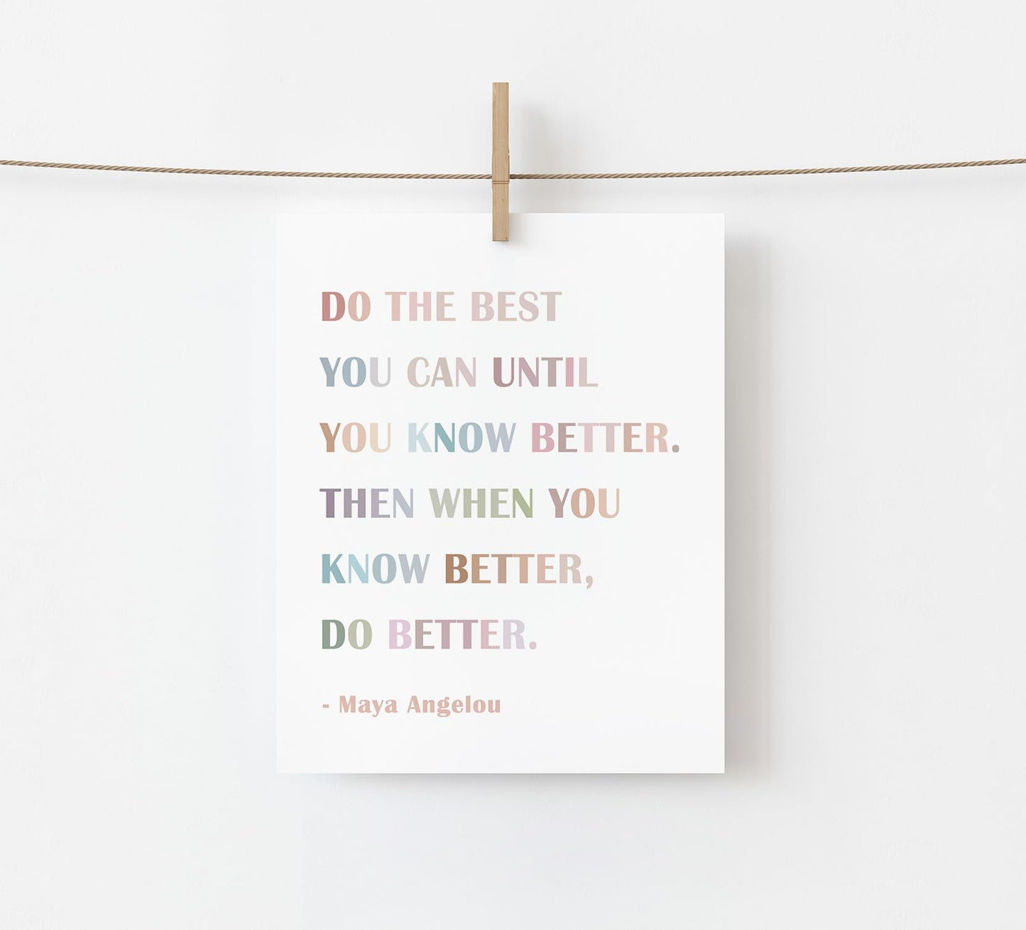 Motivational Wall Art - Maya Angelou Quote Poster - Inspirational Wall Decor for School Classroom Office - Encouragement Gift - "Do The Best You Can" UNFRAMED Print 8"X10"