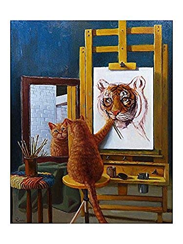 Norman Catwell by Louise Heffernan Orange Tabby Cat Tiger Whimsical Humorous Funny Art Print Poster 8x10