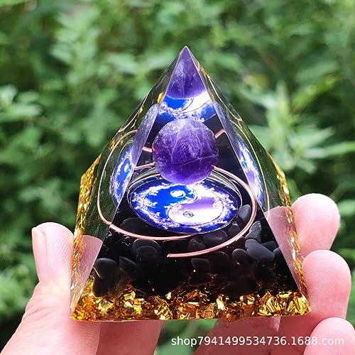 Orgone Pyramid for Positive Energy, Crystals Pyramid & Healing Stones, Protection Crystals Energy Generator for Stress Reduce Healing Meditation Attract Wealth Lucky (Tai Chi)