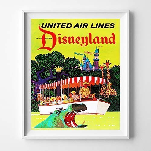 Disneyland United Air Lines Wall Art Poster Home Decor Print Vintage Artwork Reproduction - Unframed