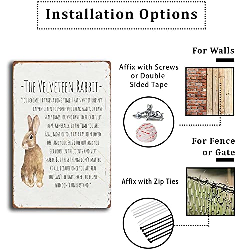 DPHGQGK The Velveteen Rabbit Vintage Nursery Wall Art Print Poster Home Decor Handmade Children Room Gift Baby Shower Inspirational Quote Metal Vintage Tin Sign Easter Decorations 8x12inch