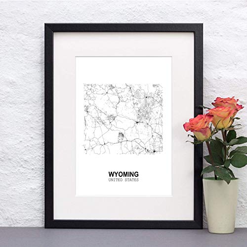 Eleville 11X14 Unframed Wyoming United States Country View Abstract Road Modern Map Art Print Poster Wall Office Home Decor Minimalist Line Art Hometown Housewarming wgn206