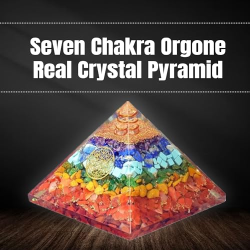 Glazzle Sipps Company Seven Chakra Orgone Real Crystal Pyramid, EMF Protection, Spiritual Energy Healing Stones, Mindfulness Crystal Pyramid, Holistic Wellness Tool for Chakra Healing