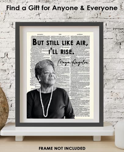 Inspirational Wall Art Poster "But Still Like Air…", Maya Angelou 8x10 Dictionary, Motivational Wall Art & Positive Affirmations Wall Decor for Bedroom, Teen Girl, Boy & Office Decor for Men, Women