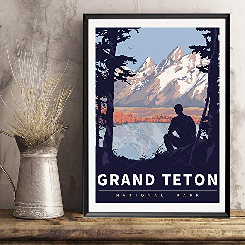 HCHANA Wyoming Grand Teton National Park America Vintage Travel Poster Art Print Painting Home Decoration Gift