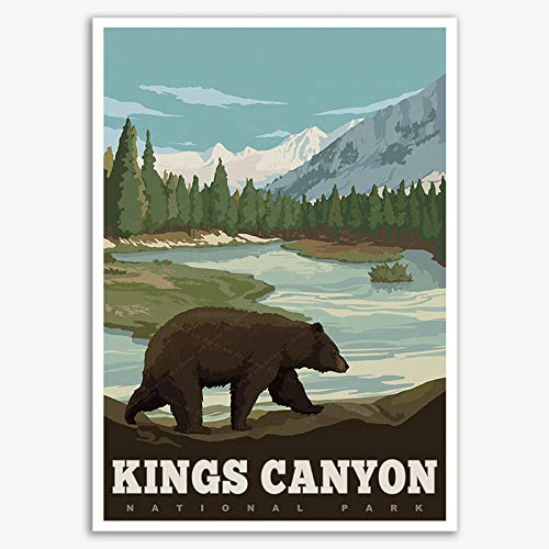 xtvin Kings Canyon National Park America Vintage Travel Poster Art Print Canvas Painting Home Decoration Gift (12X18 inch)