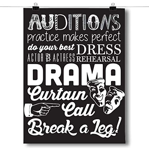 Inspired Posters - All About Drama - Theater Decorative Wall Art Poster - Modern Home Decor - Motivational Posters - UV Print 8x10 Poster