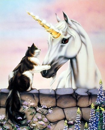 Wall Decor Friends Dawe Cat Unicorn Wizard Horse Fantasy Room Art Print Poster (8x10)