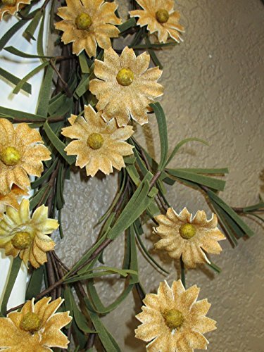 Rustic Country Primitive Tea Stained Daisy Garland Farmhouse Floral Decor