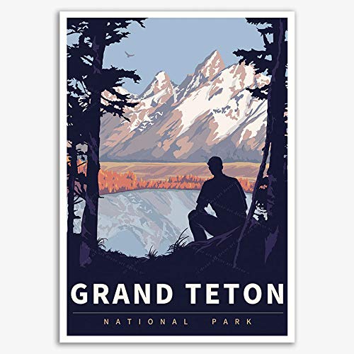 HCHANA Wyoming Grand Teton National Park America Vintage Travel Poster Art Print Painting Home Decoration Gift