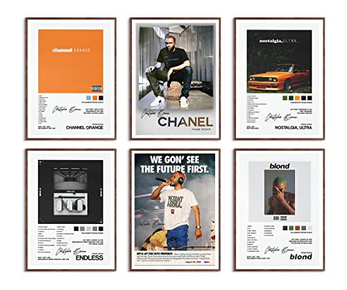 Frank Ocean Music Album Cover Poster Print Canvas Wall Art Limited Signed Blond Poster Room Aesthetic Set of 6 Dorm Decor 11x14 inch Unframed