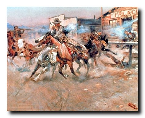 Charles Marion Russell Smoke of a 45 Cowboys Wild West Wall Decor Art Print Poster (16x20)