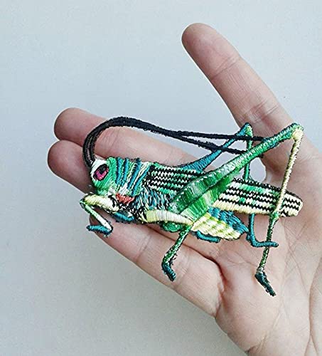 Moks109(p) 3D grasshopper insect bug Embroidered Patches Lace Applique