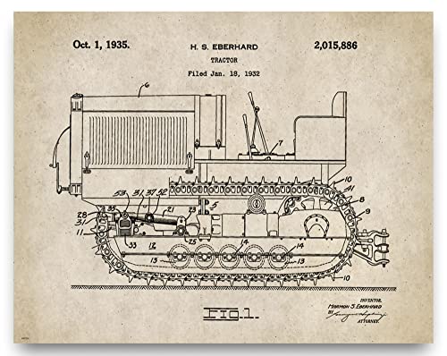 Caterpillar Tractor Patent Poster Art Print 11X14 Wall Decor Picture Vintage Construction Heavy Equipment