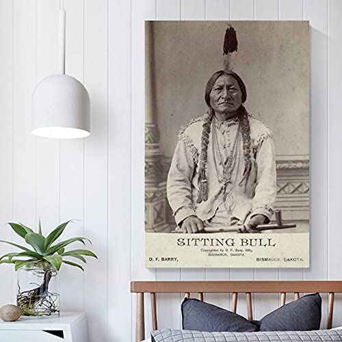 HYQHYX American Indian Culture,Sitting Bull Poster, Sitting Bull Print, Sioux Chief Poster Decoration Canvas Wall Art Living Room Poster Bedroom Painting Art 08x12inch(20x30cm)