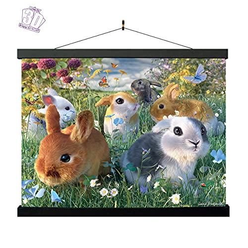 3D LiveLife Lenticular Wall Art Prints - Bunnies from Deluxebase. Unframed 3D Bunny Rabbit Poster. Perfect wall decor. Original artwork licensed from renowned artist, David Penfound