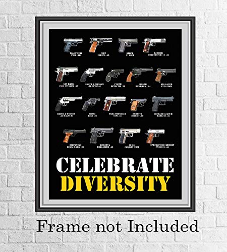 Hand Gun Poster - Patriotic Wall Art, This Second Amendment Wall Decor Poster Is A Great Wall Print For Home Decor, Bedroom Decor, Man Cave Room Decor Aesthetic, or 4th Of July, Unframed - 8x10