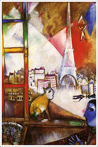 American Gift Services - Paris Through The Window Artist Marc Chagall Fine Art Giclee Poster Print of Painting - 11x17