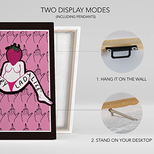 NISTOMISU That's Not Very Ladylike Canvas Prints Wall Decor Modern Feminist Pink Canvas Art Sign Canvas Poster Gifts for Home Bedroom Bathroom Decor 11.5"x15"