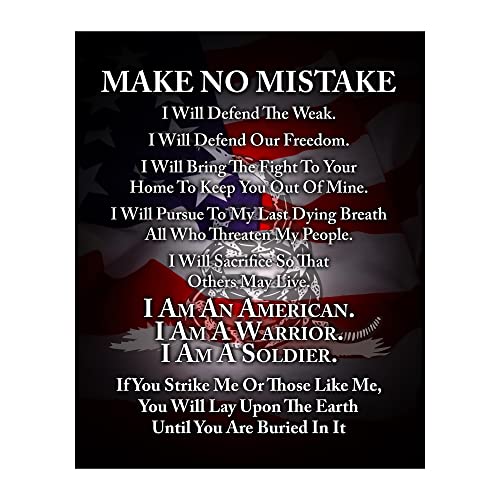 I Am A Soldier - Patriotic Wall Art Poster, Our Motivational Wall Decor Poster Is An Ideal Inspirational American Flag Art For Home Decor, Bedroom Decor, Boy Room Decor or 4th Of July, Unframed - 8x10
